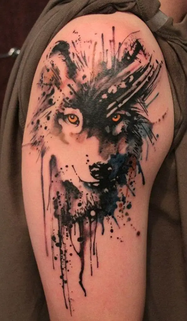 3D Wolf Sleeve Tattoo Design for Women