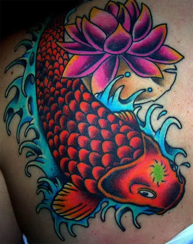 Colorful Koi Tattoo Design for Women