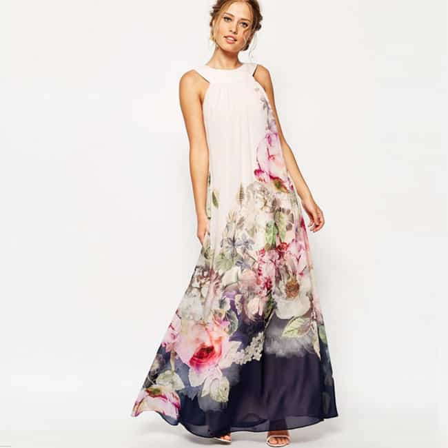 Flower Print Summer Maxi Dresses for Women