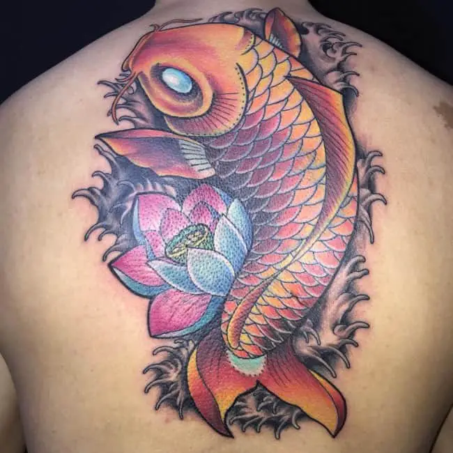 Latest Koi Fish Tattoos on Back 2016