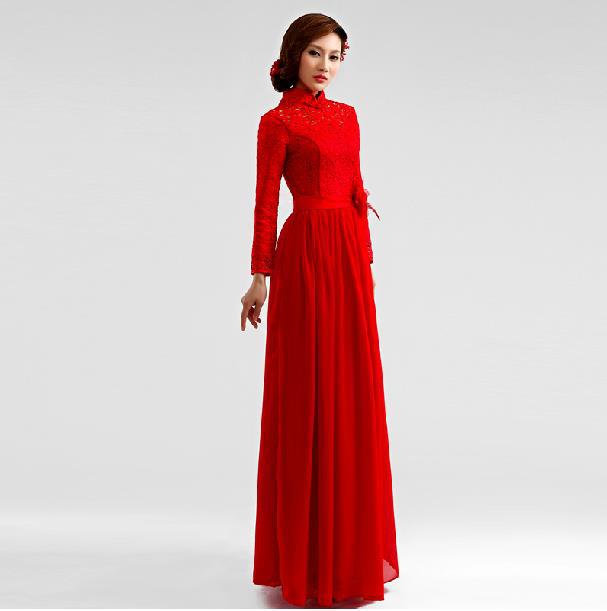 Long Sleeve Red Winter Formal Gown Ideas