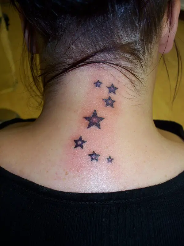 Neck Stars Tattoo Art Design for Women