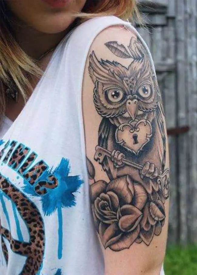 Owl Half Sleeve Tattoo Ideas for Women