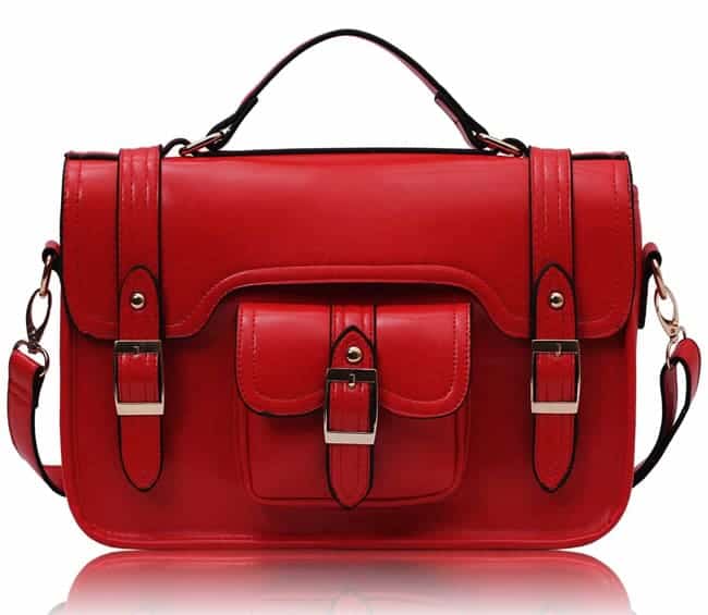 Red Buckles Satchel Designer Handbag 2016