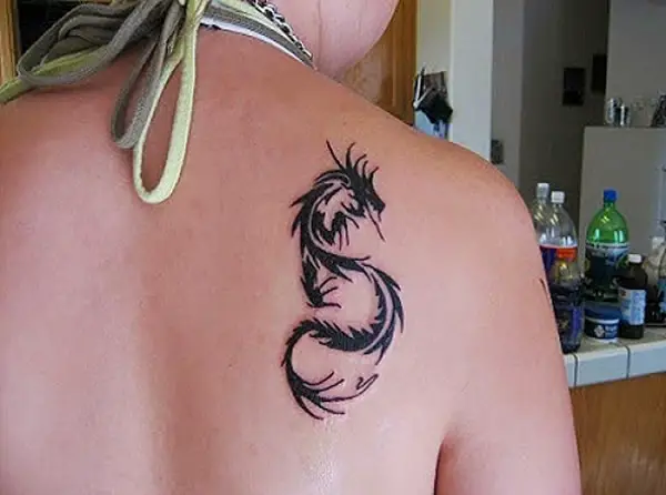 Shoulder Tribal Dragon Tattoo Ideas for Women