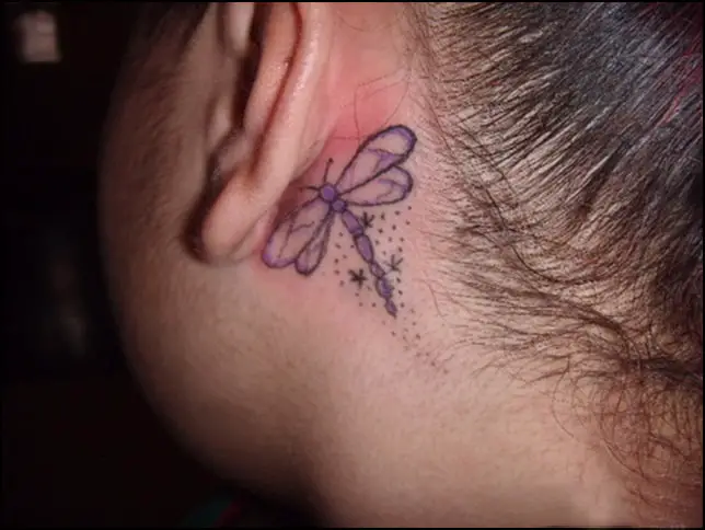 Amazing Dragonfly Tattoo on Ear
