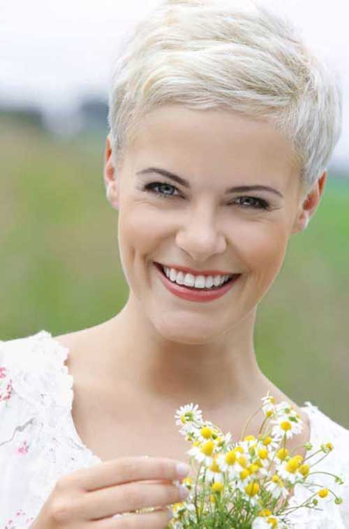 Bleached Blonde Pixie Hairstyle for Women