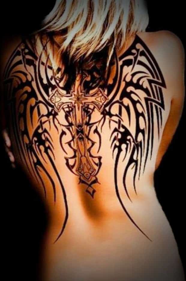 Creative Aztec Tribal Tattoo Designs on Back