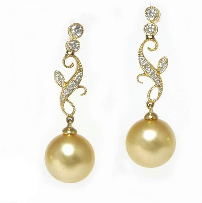 Golden South Sea Pearl Earring for Wedding