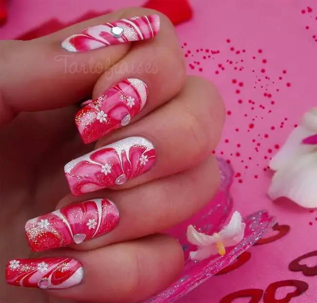 Latest Pink Water Nail Designs 2016