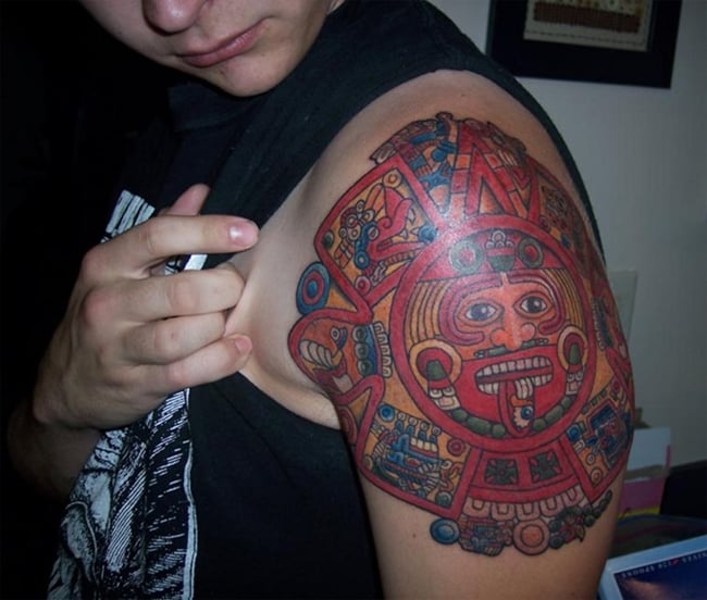 Latest Women Aztec Tattoo on Arm Band 2016