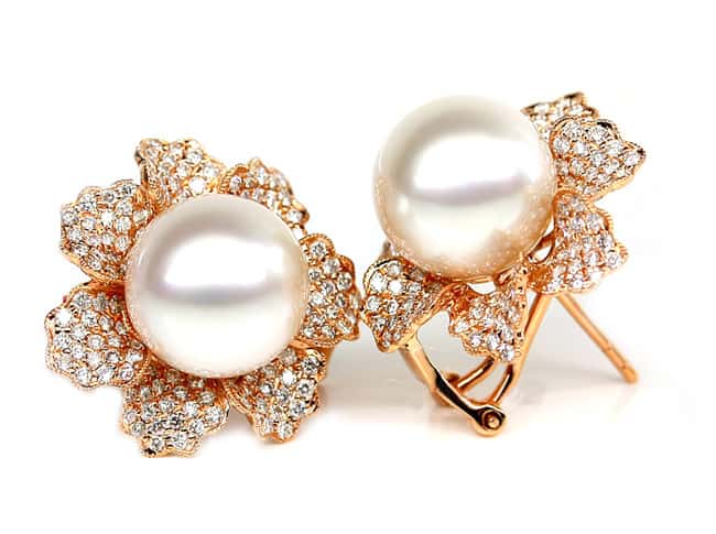 Pink Gold Pearl Wedding Earrings 2016-17