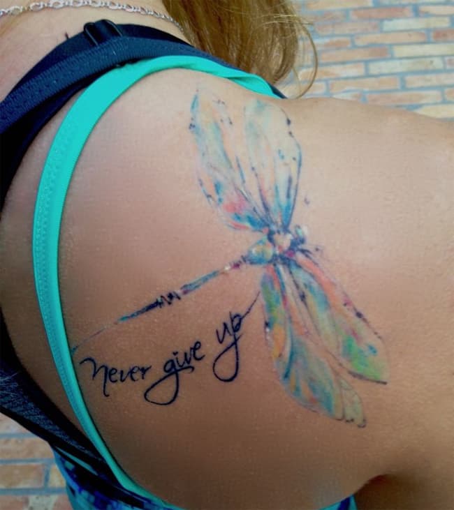 Watercolor Dragonfly Tattoo Design for Girls