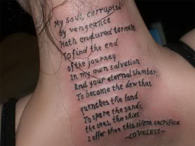 Women Quote Tattoos on Back Neck