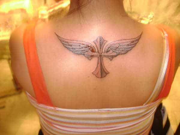 Amazing Celtic Cross Tattoo with Wings