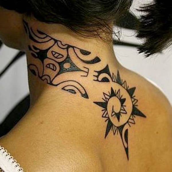 Best Female Polynesian Tattoos Designs on Neck