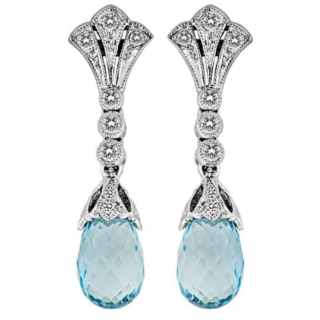 Diamond and Aquamarine Filigree Earrings 2016