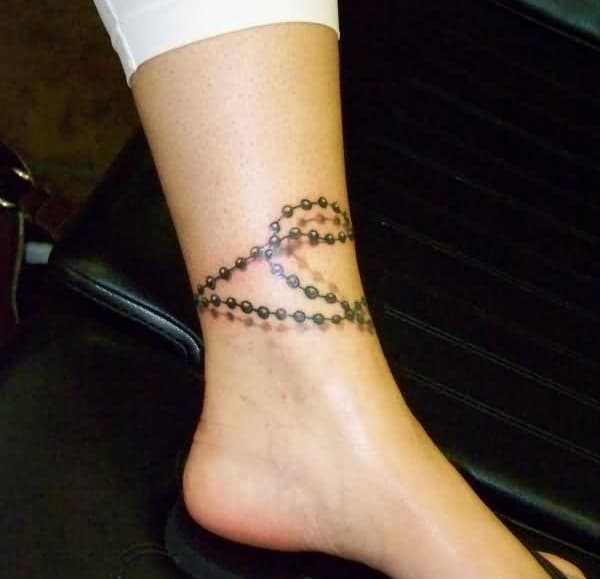 Elegant Girls Ankle Bracelet and Chain Tattoos