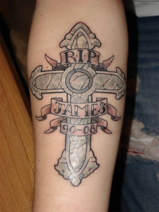 Fantastic Irish Celtic Cross Tattoo on Leg
