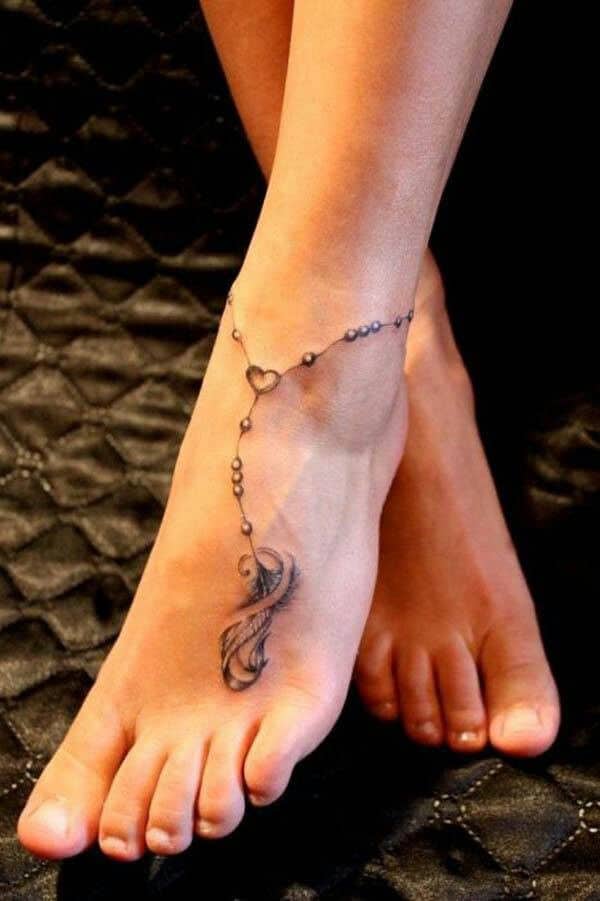 Foot Bracelet Tattoo Designs for Women