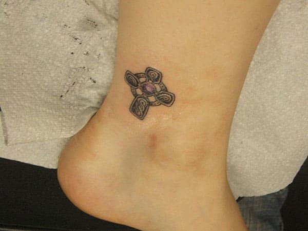 Little Celtic Cross Tattoo Art on Ankle