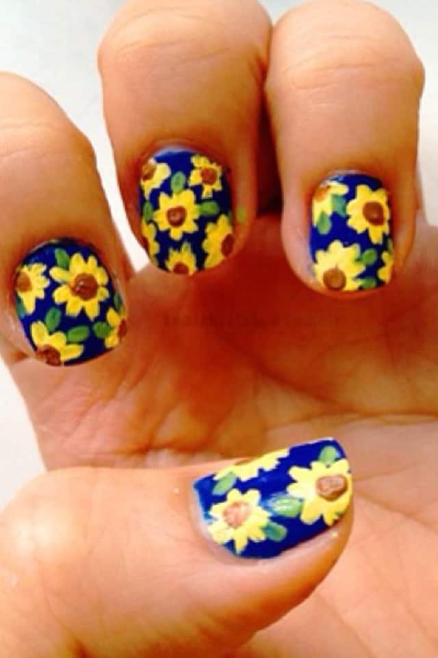 New Sunflower Nails Art Design for Summer