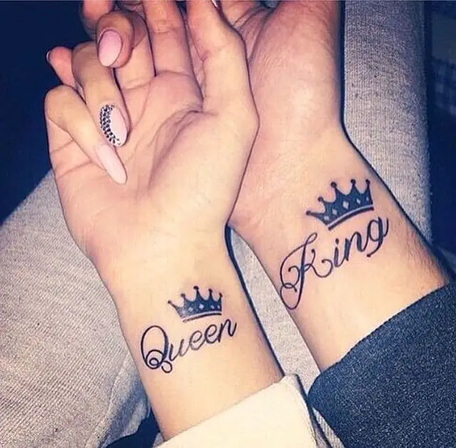 Boyfriend and Girlfriend Crown Tattoo Designs