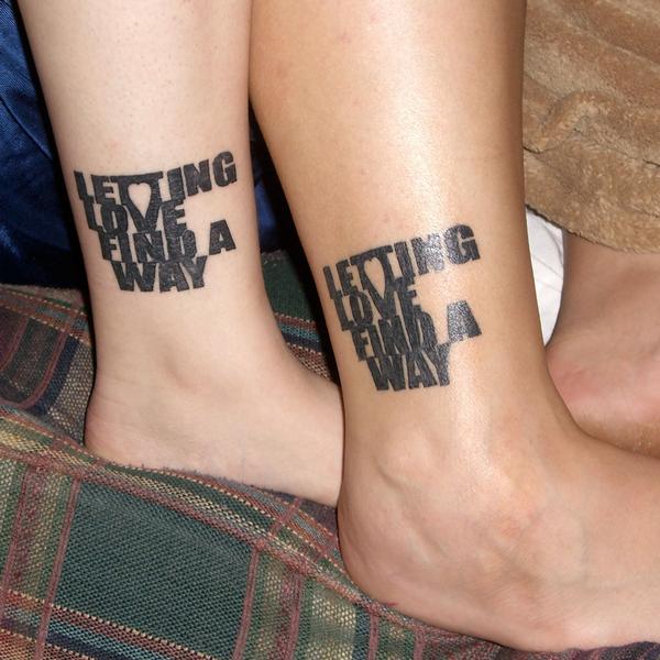 Boyfriend and Girlfriend Matching Tattoo on Ankle 2016