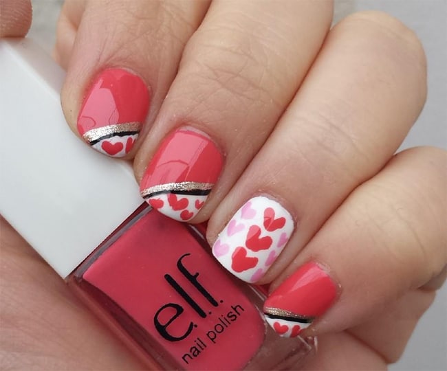 Fancy Heart Nail Paint Design for Inspiration