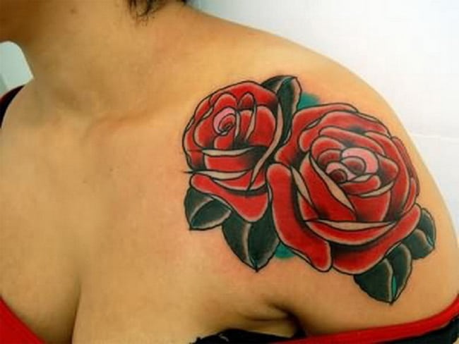 Trendy Red Rose Tattoo Photos 2016