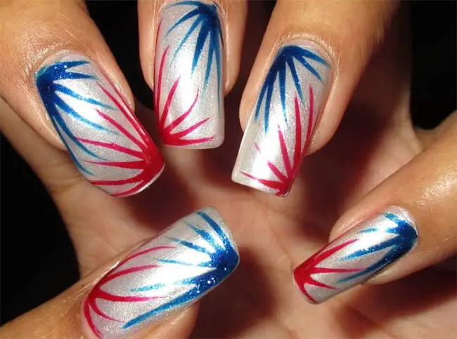 Attractive Fourth Of July Fireworks Nail Art Designs