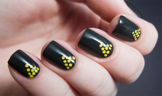 Creative Yellow Polka Dot Art for Nails