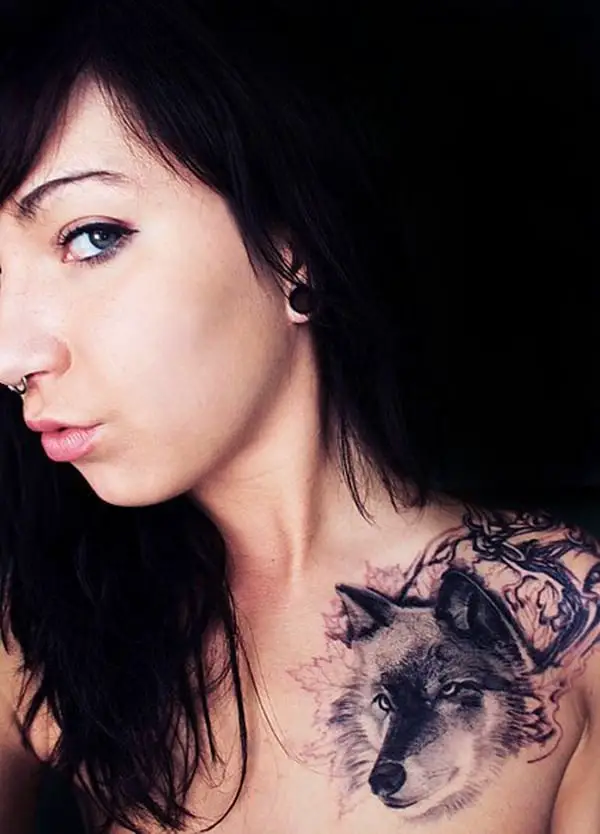 Cute Shoulder Wolf Tattoo Designs for Girls