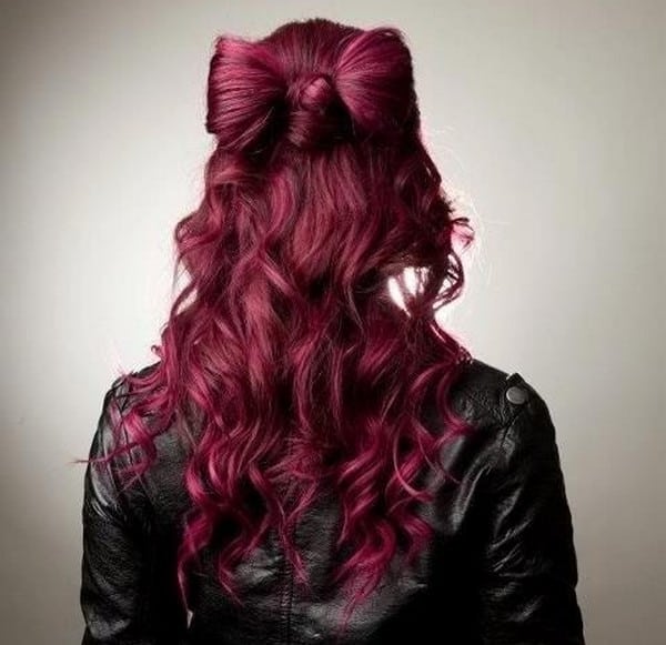 Great Color Hair Bow With Loose Curls 2017