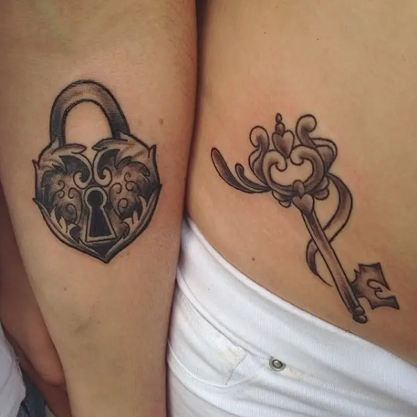 Minimalist Lock and Key Tattoo Designs for Couples