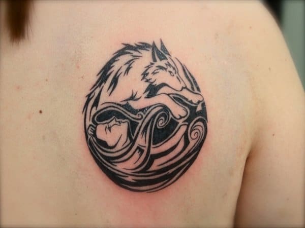 New Back Shoulder Wolf Tribal Tattoos Ideas 2016