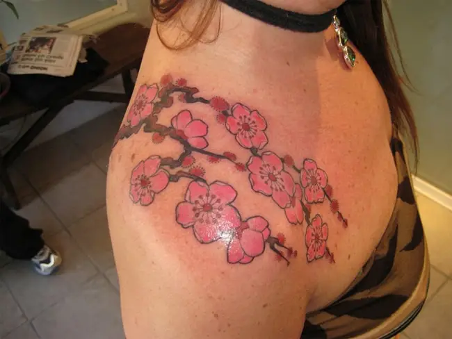 Stylish Cherry Blossom Tattoo Design for Girls 2018