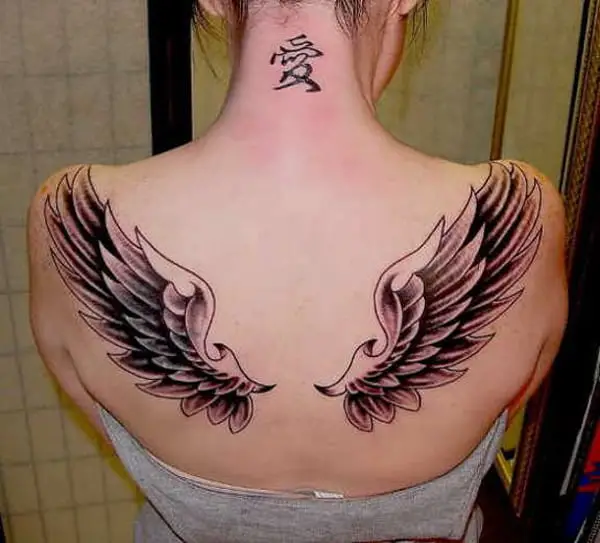 Back Evil Angel Wing Tattoos Ideas for Girls