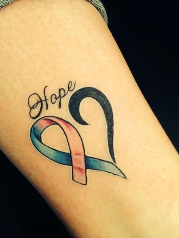 Creative Cancer Ribbon Tattoo Designs for Ladies