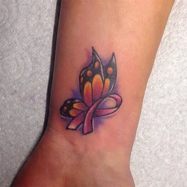 Great Butterfly Breast Cancer Tattoo Design Images