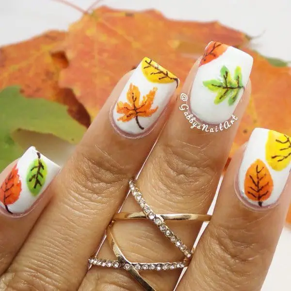 Outstanding Leaves Fall Nail Designs for Party
