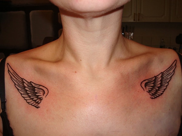 Stunning Angel Wing Tattoo on Collar Bone 2016-17