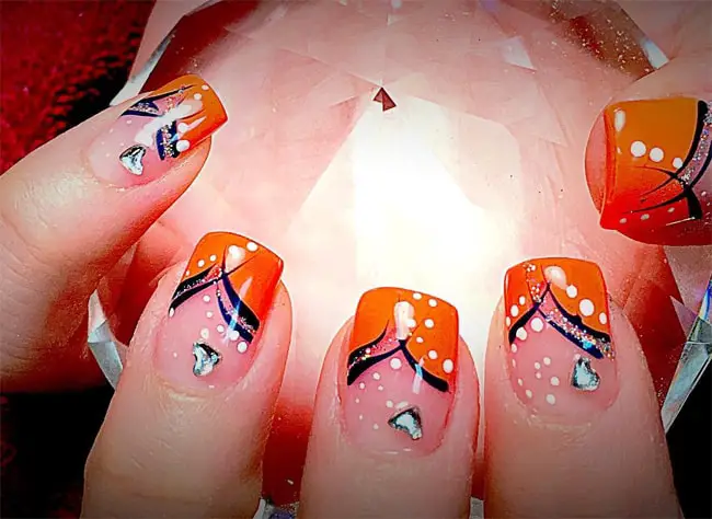 Stylish Orange Fall Nails Design Ideas