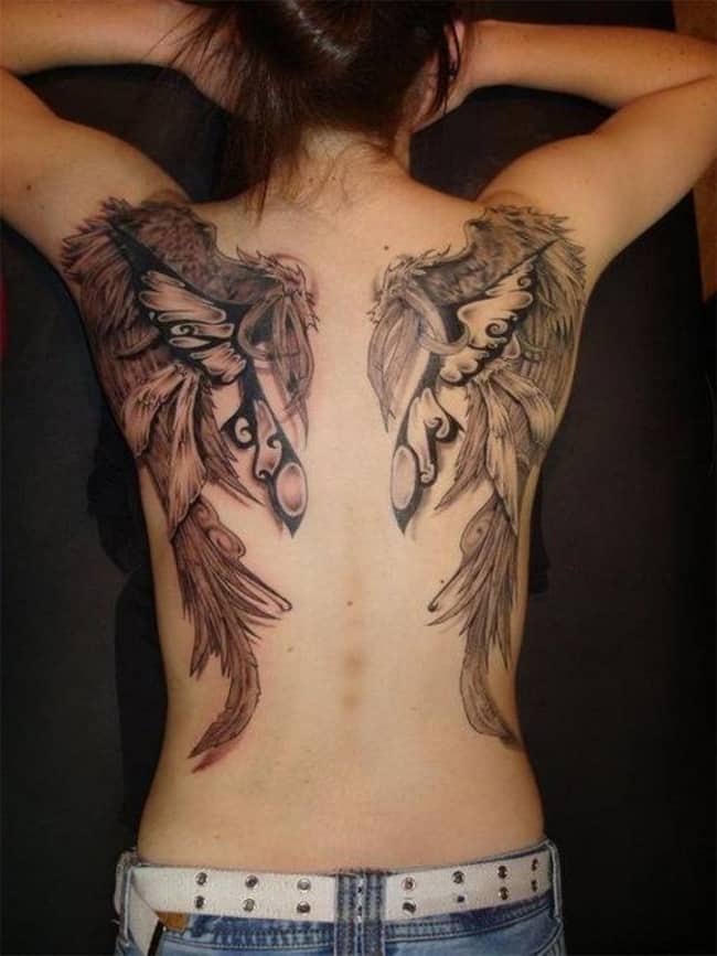 Super Full Back Angel Wing Body Art Pictures