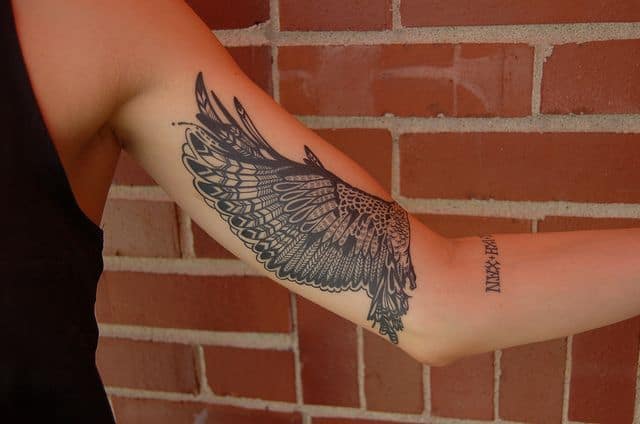 Superb Angel Wing Tattoos on Inner Bicep