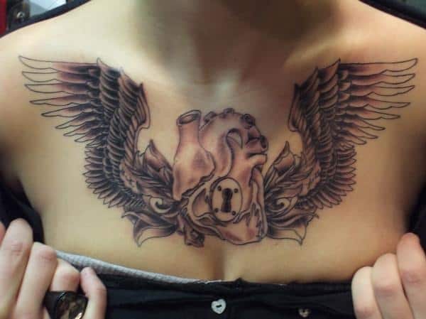Women Angel Wings Tattoo Ideas on Chest 2016
