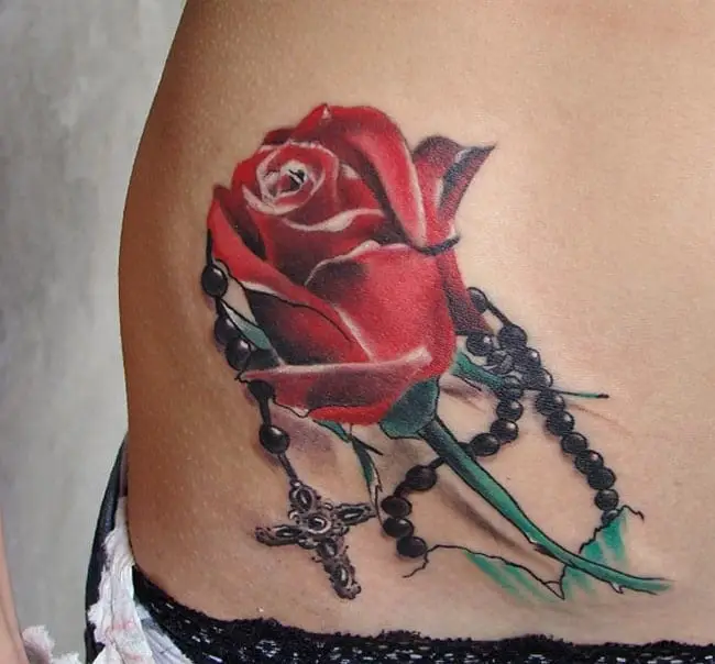 3d-red-rose-flower-tattoo-ideas-for-beach-party