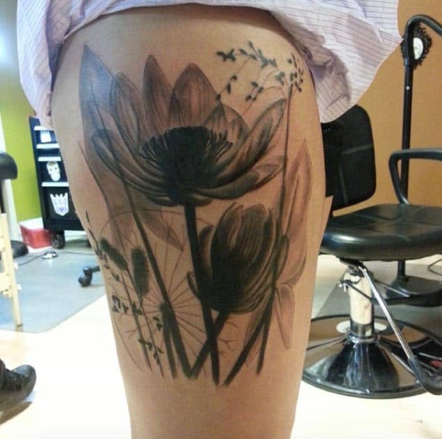 elegant-x-ray-lily-tattoo-designs-on-thigh-2016-17