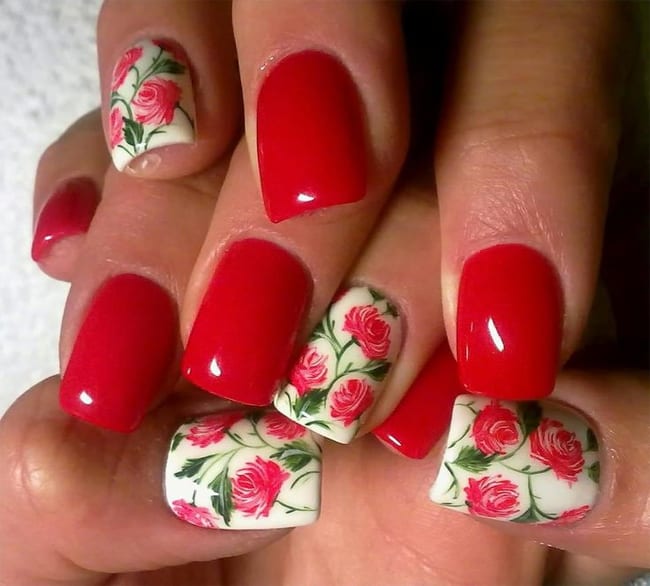 elegant-red-rose-flower-nail-art-ideas-for-party