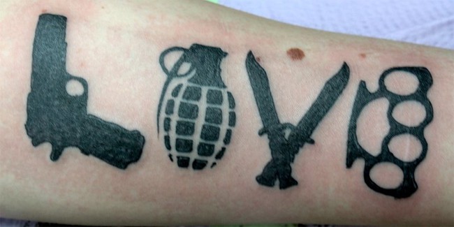 gangsta-weapons-forearm-love-tattoos-ideas